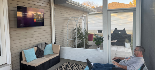 archie patio remodel: screened porch for watching tv